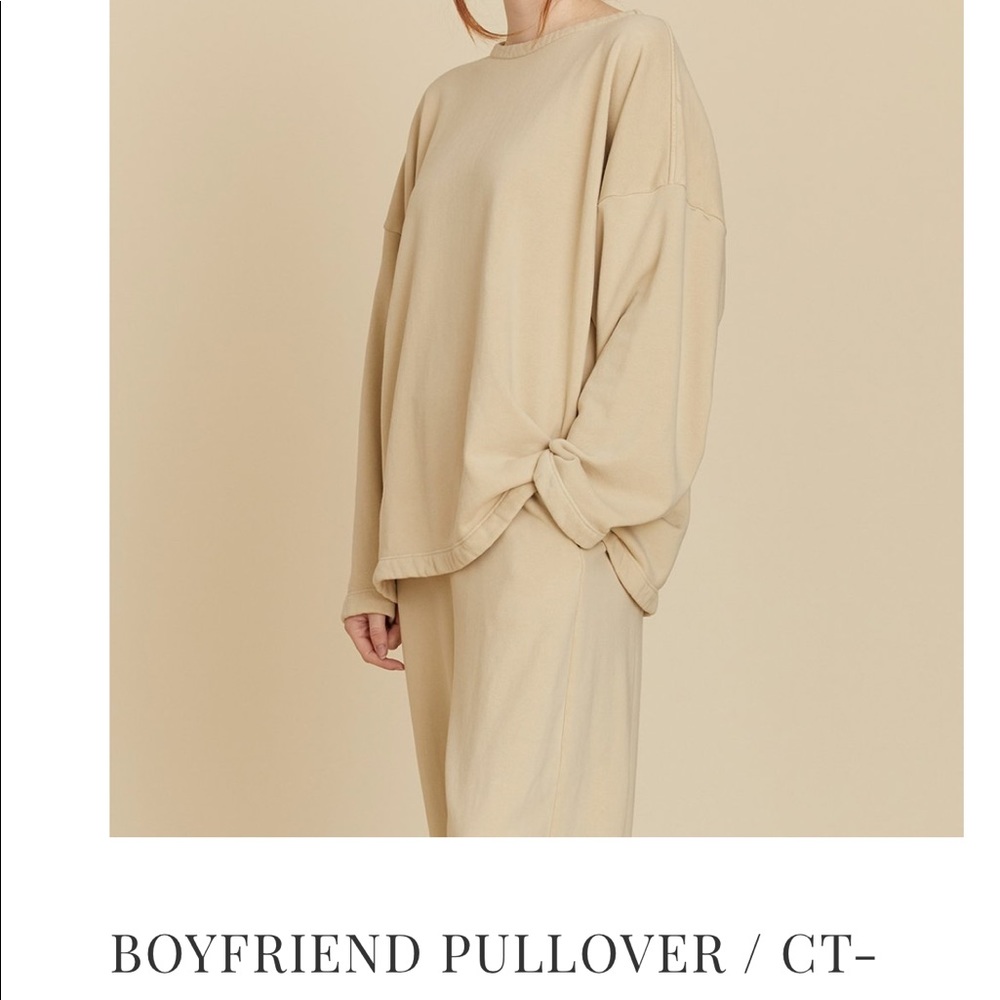 ISO BLACK CRANE BOYFRIEND PULLOVER IN NATURAL